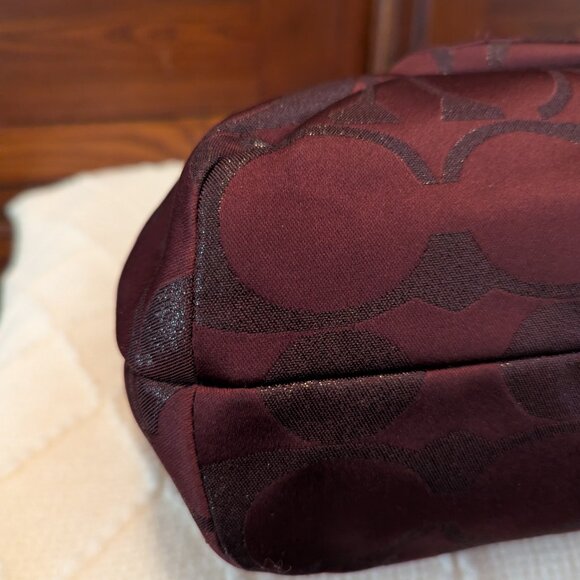 COACH CAMPBELL SIGNATURE METALLIC BORDEAUX  SATCHEL F26246 - Picture 8 of 13